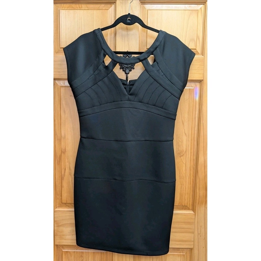 Guess Women's 14 Dress Spandex Bodycon Black Lined Bodice Sleeveless Back Zip